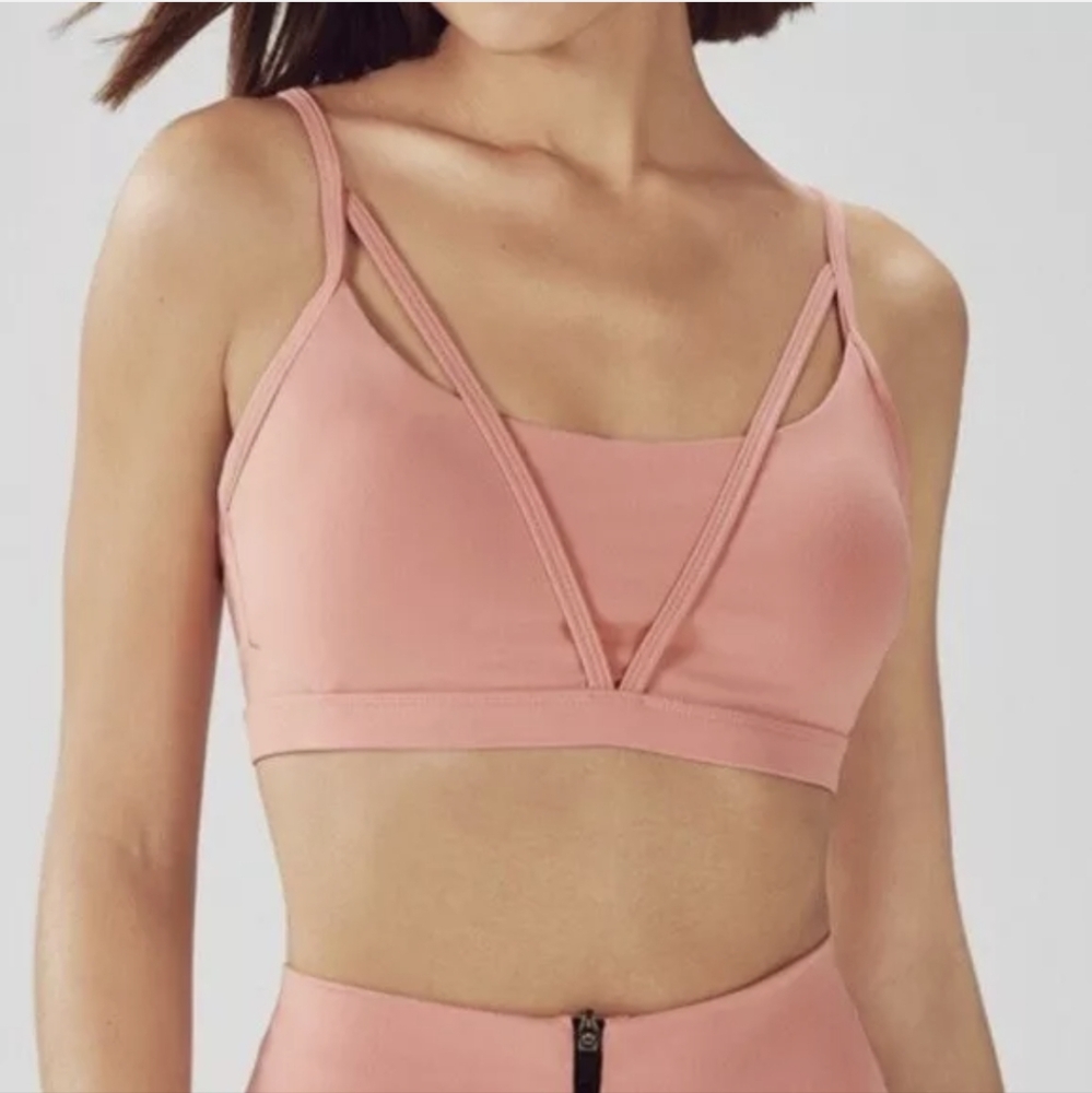 FABLETICS Demi Lovato Saoirse Sports Bra in Papaya Pink Sz S